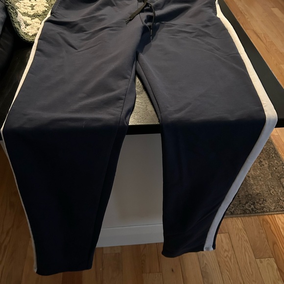 Men's Dark Blue Joggers with White Side Stripe - Picture 1 of 2